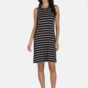 Black and White Striped Sleeveless Dress